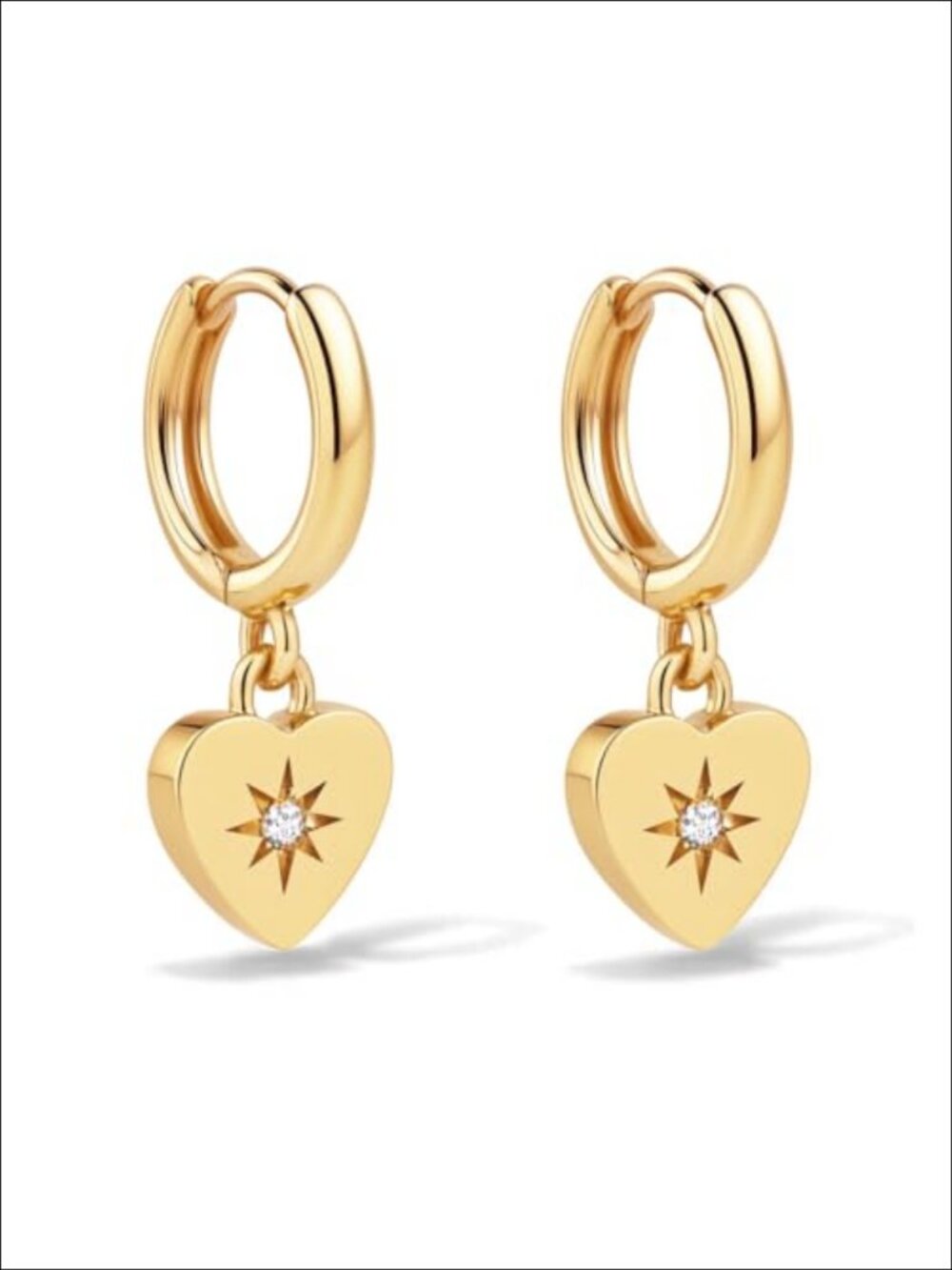 18K Gold Plated Heart Huggie Hoop Earrings Hypoallergenic 9mm